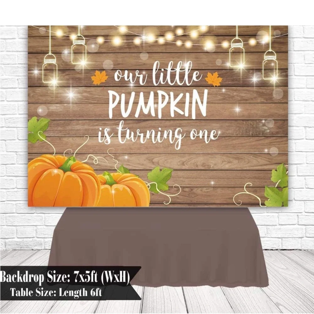 Fall Pumpkin 1st Birthday Backdrop – “Our Little Pumpkin” 7x5 FT